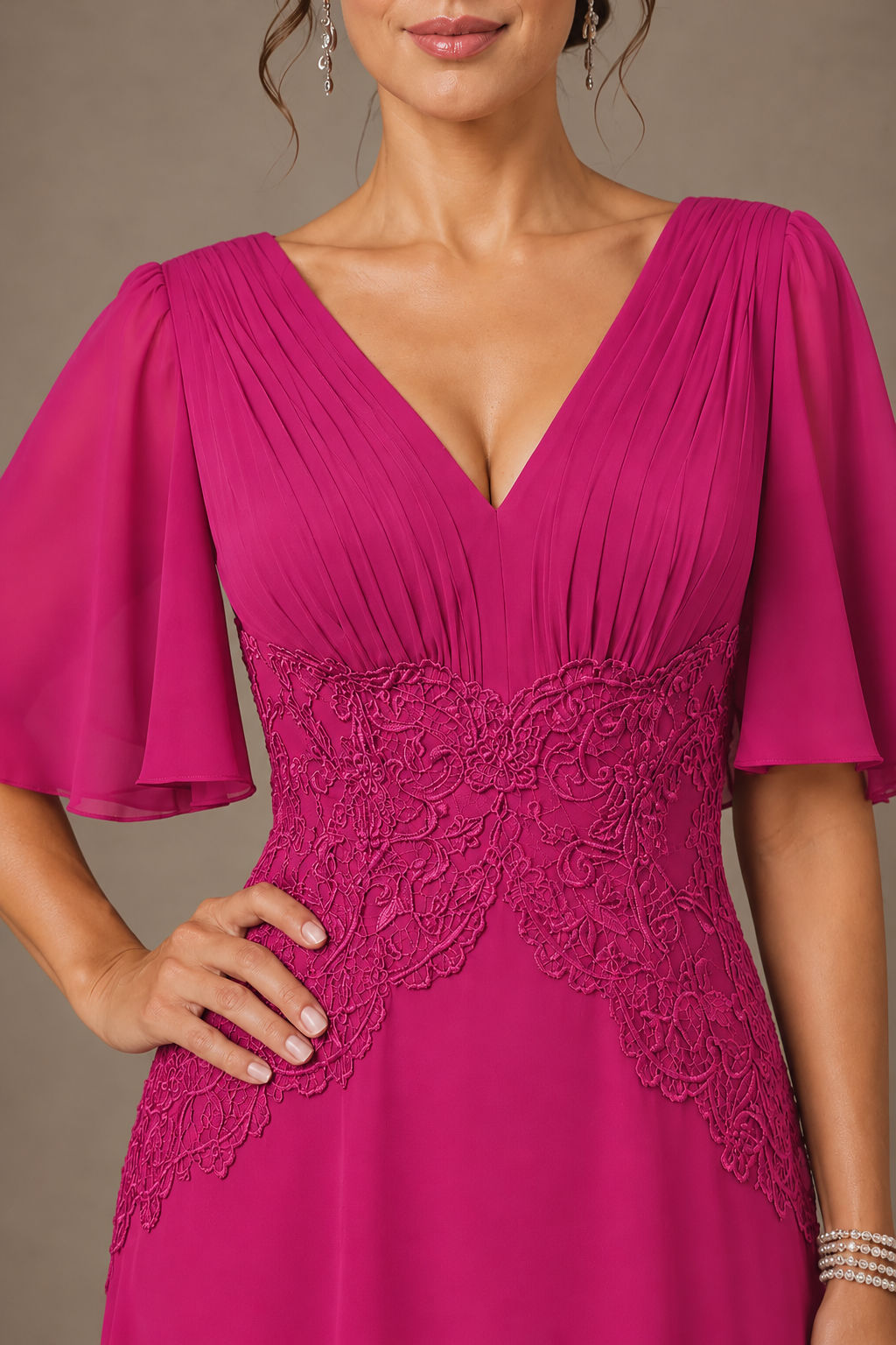 A-Line Chiffon Mother of the Bride Dress with Applique