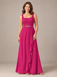 Blush Pink A-Line Mother of the Bride Dress with Lace Jacket and Ruffles