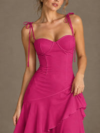 Spaghetti Strap Tiered Ruffles Chiffon Prom Dress
