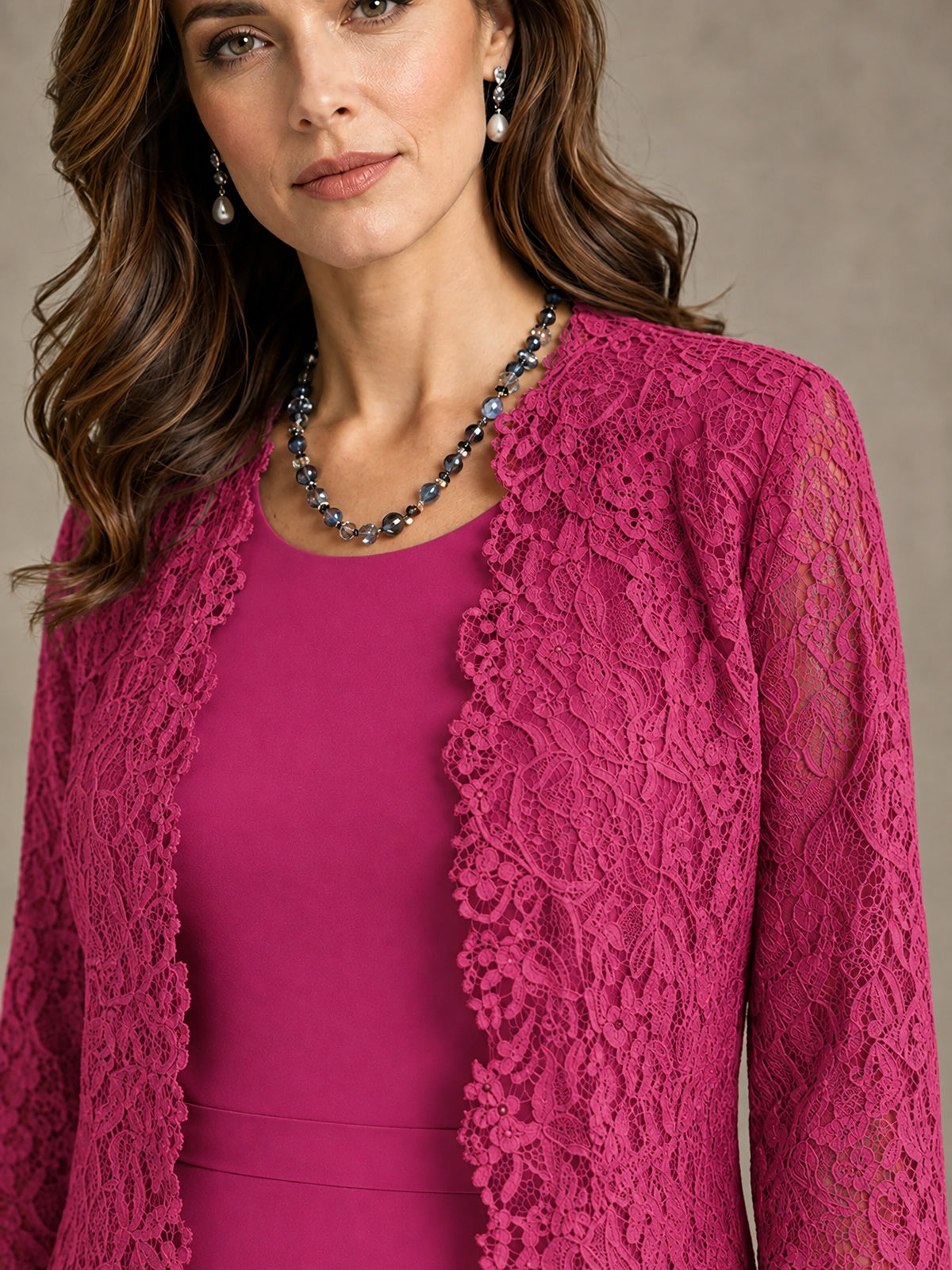 2-Piece Chiffon Mother of the Bride Dress with Lace Jacket