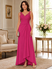 Elegant Chiffon Mother of the Bride Dress with Lace Applique and Cape Sleeves
