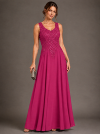 A-line 2 Pieces Chiffon Appliques Mother of The Bride Dresses with Jackets