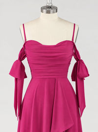 A-Line Ruffles Chiffon Bridesmaid Dress with Slit