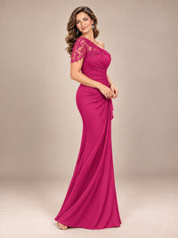 One Shoulder Chiffon Mother of The Bride Dress