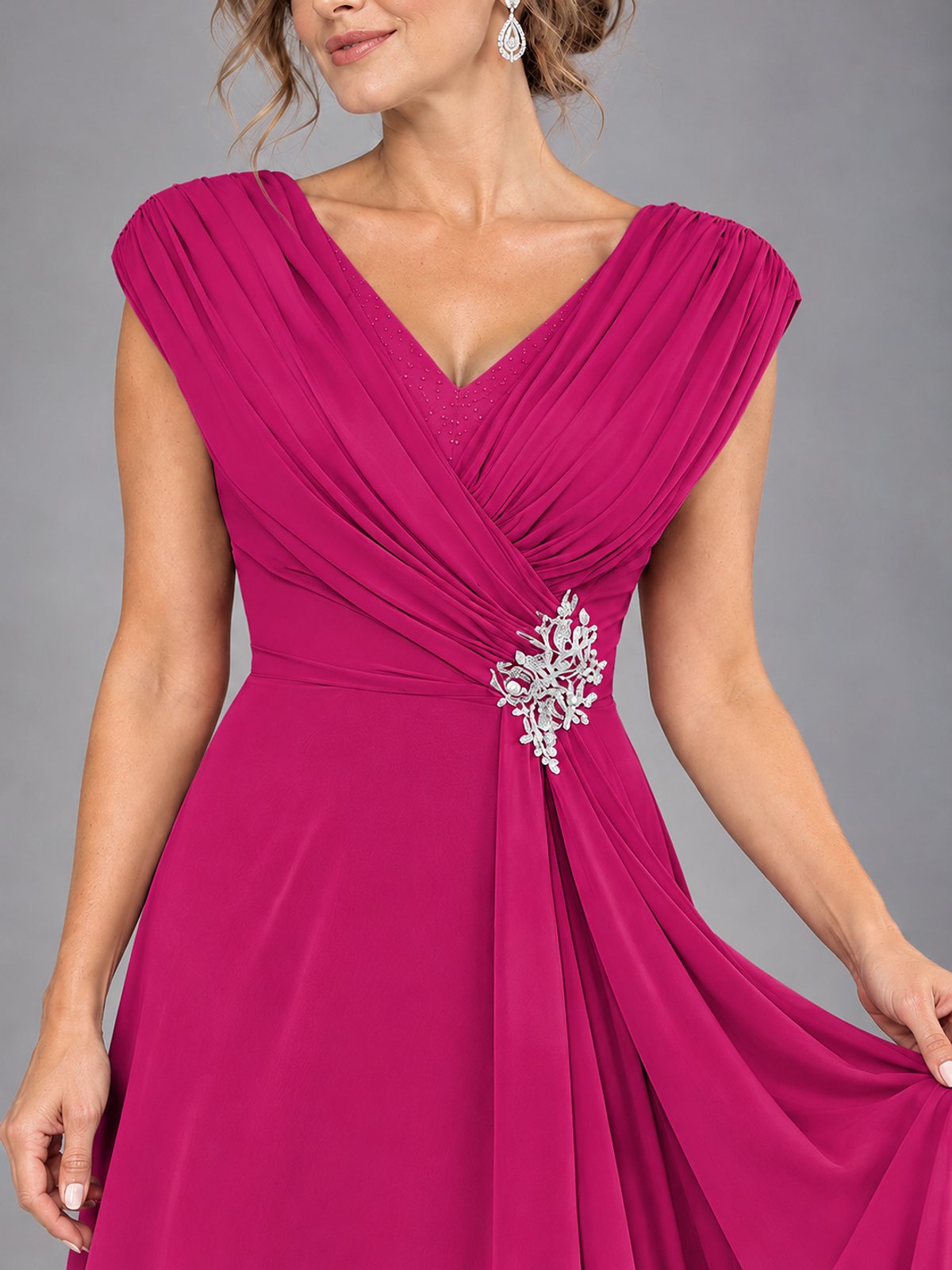 Cap Sleeve Chiffon A-Line Mother of the Bride Dress