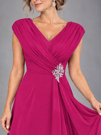 Cap Sleeve Chiffon A-Line Mother of the Bride Dress