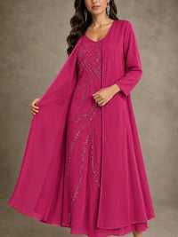 Sequin Chiffon Mother of the Bride Dress with Jacket
