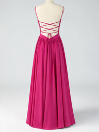 Spaghetti Strap Ruched Chiffon Maxi Dress with Backless