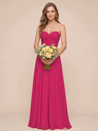 Strapless Pleated Chiffon A-Line Bridesmaid Dress