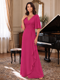 V-Neck Chiffon Lace Mother of the Bride Dresses