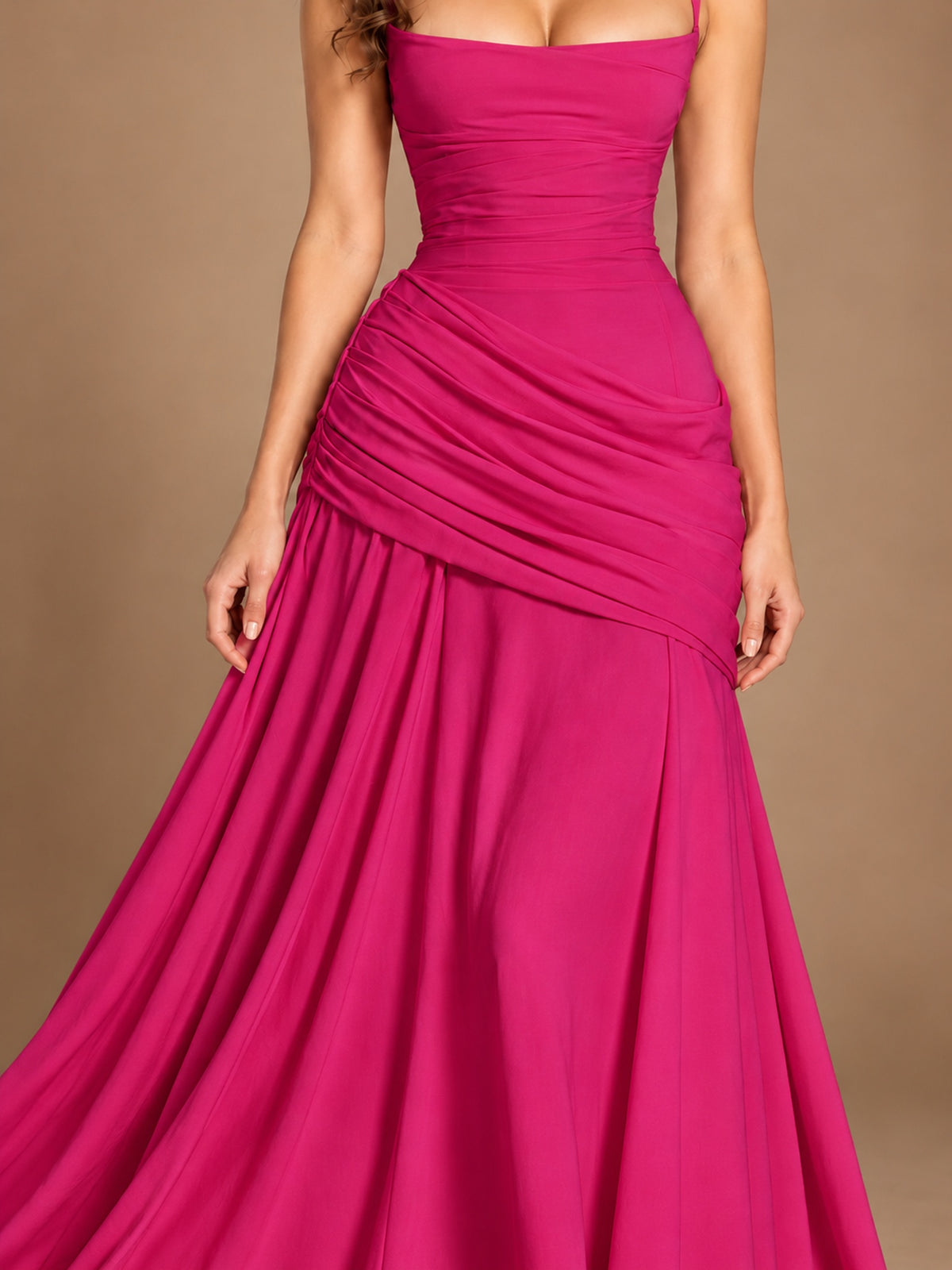 Butter Yellow Square Neck Ruched A-Line Prom Dress