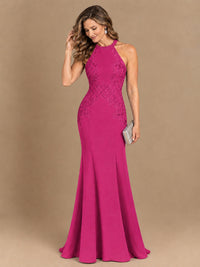 Halter Neckline Lace Appliques Mother of The Bride Dresses