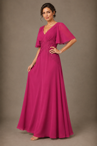 A-Line Chiffon Mother of the Bride Dress with Applique