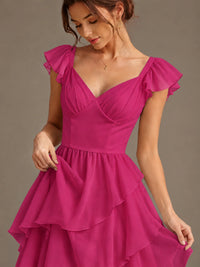 Ruffle Tiered V Neck Maxi Dress
