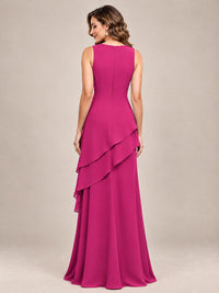 Dusty Blue Two-Piece Chiffon Mother of the Bride Dress with Jacket