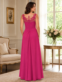 Elegant Chiffon Mother of the Bride Dress with Lace Applique and Cape Sleeves