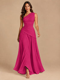 One Shoulder Prom Dress A-line Ruched Women Wedding Formal Gowns