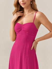 JOVELLEE Yellow Sweetheart Ruched Bust Chiffon Maxi Dress