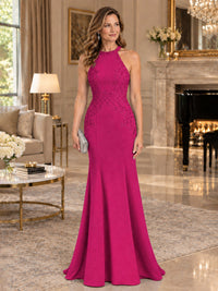 Halter Neckline Lace Appliques Mother of The Bride Dresses