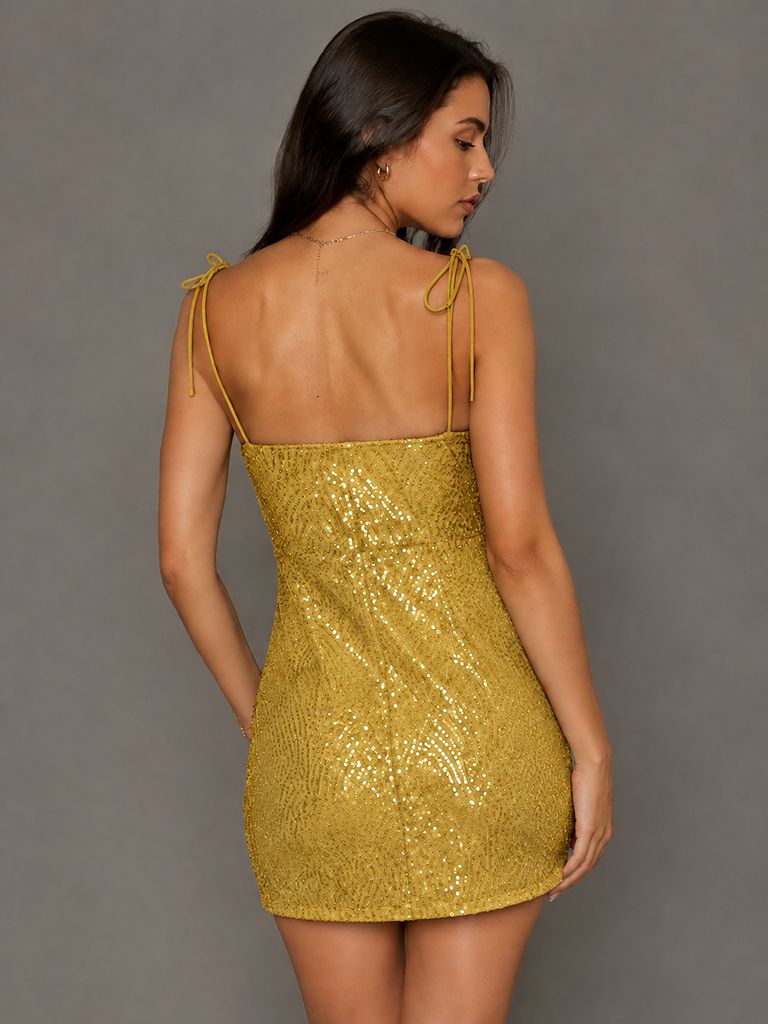 Navy Blue Sequin Spaghetti Strap Mini Dress
