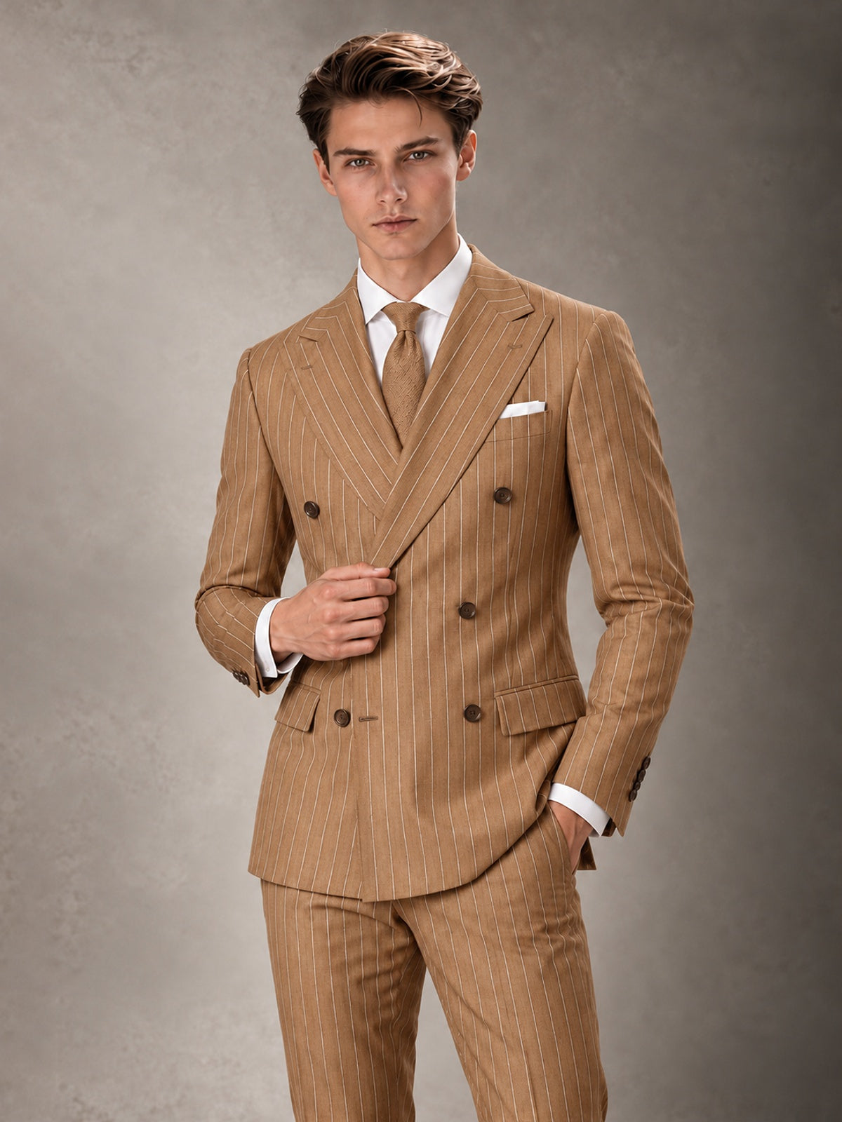 Double Breasted Pinstripe Men's Suit 2 Piece (Jacket & Pants) for Wedding & Formal Prom