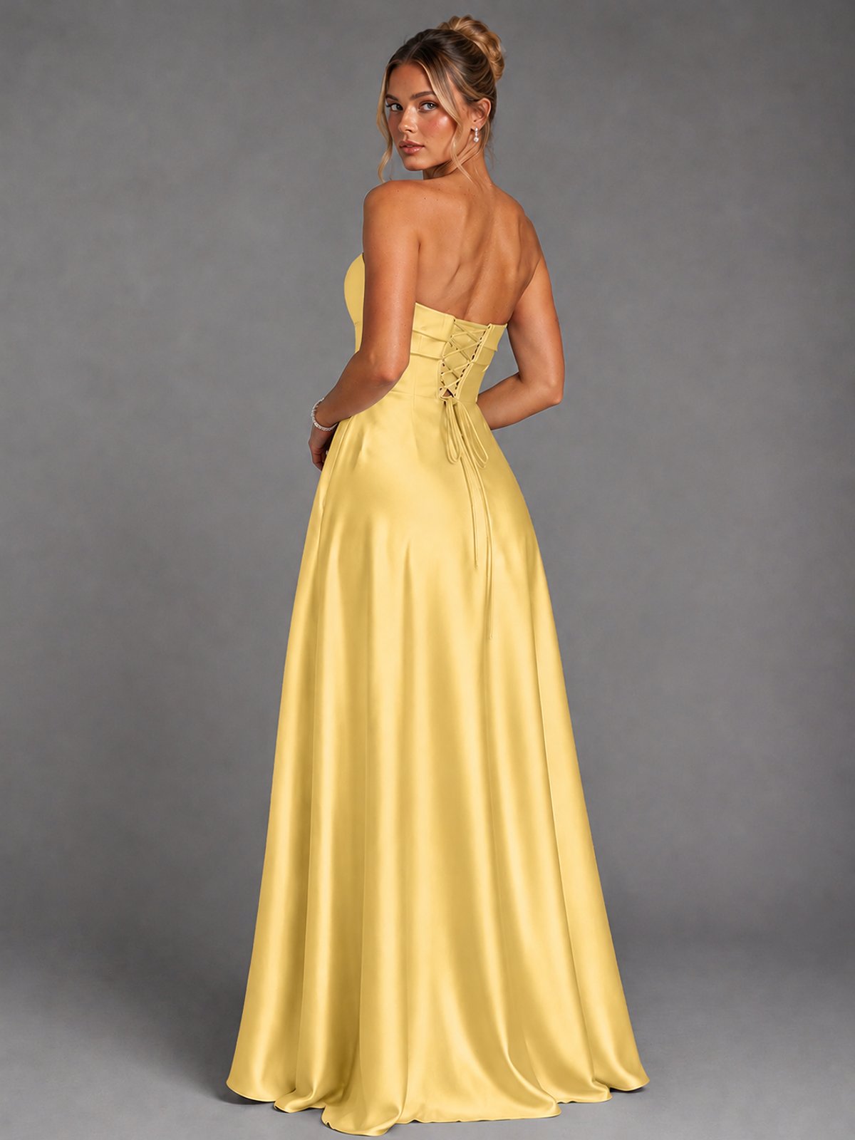 Sweetheart Neck Strapless Satin A-Line Prom Dress