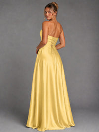 Sweetheart Neck Strapless Satin A-Line Prom Dress