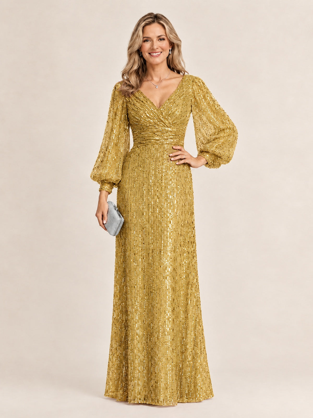 Sparkle Sequin Mother of The Bride Dresses with Long Sleeves
