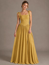 Square Neck A-Line Maxi Dress