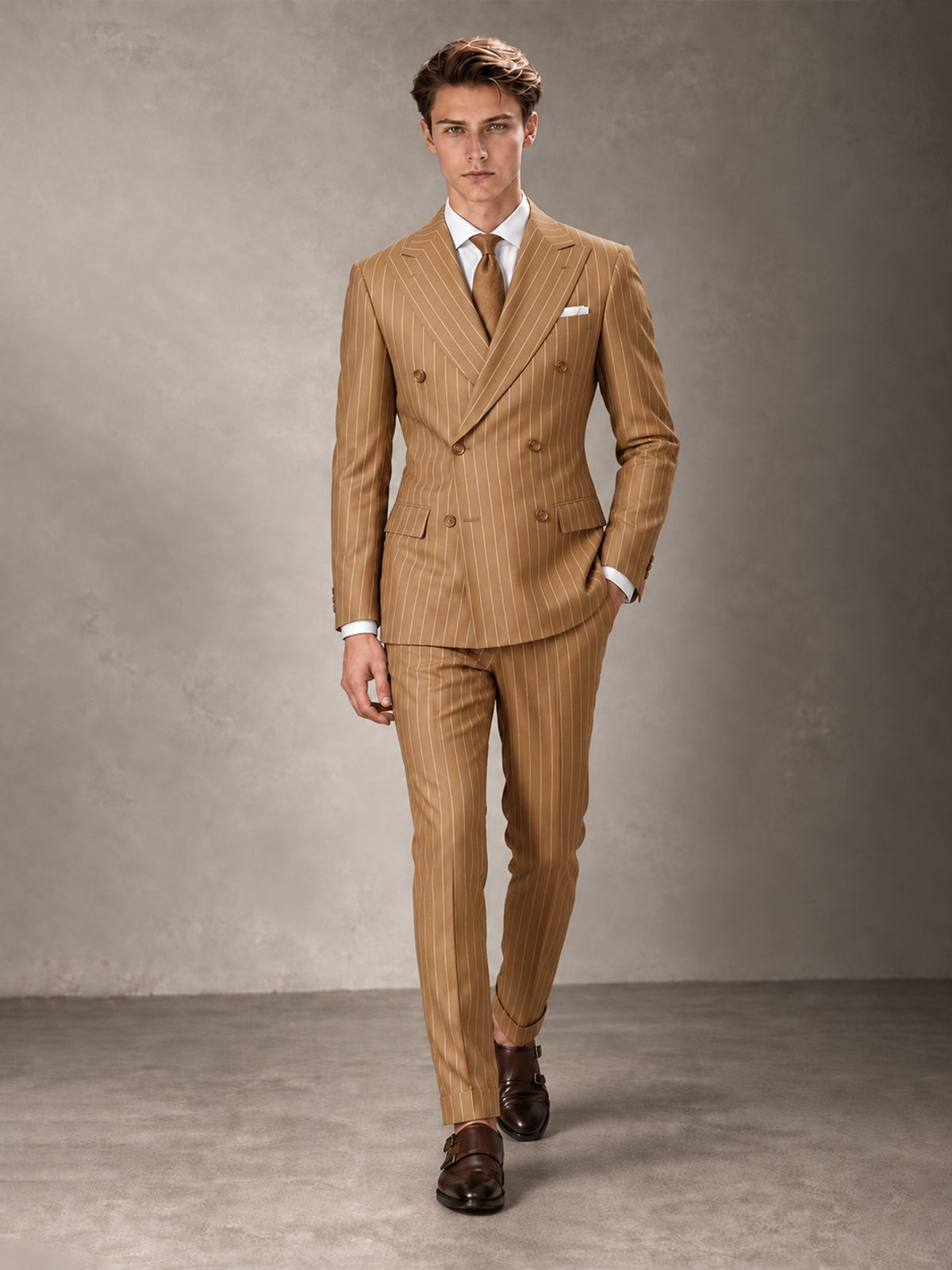 Double Breasted Pinstripe Men's Suit 2 Piece (Jacket & Pants) for Wedding & Formal Prom