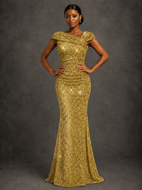 Sequin Off Shoulder Mermaid Prom Dress
