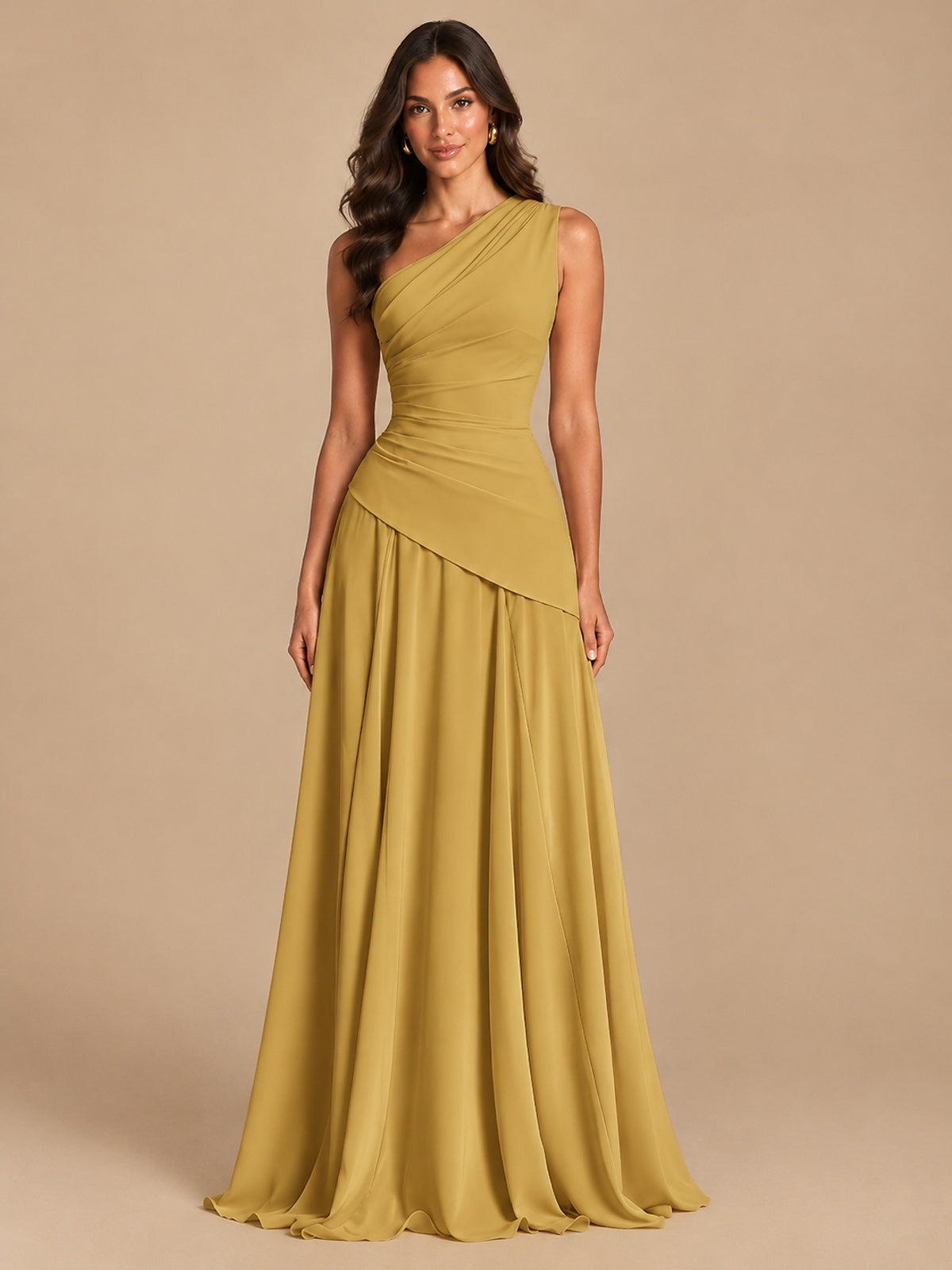 One Shoulder Prom Dress A-line Ruched Women Wedding Formal Gowns