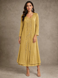 Sequin Chiffon Mother of the Bride Dress with Jacket