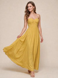 Strapless Pleated Chiffon A-Line Bridesmaid Dress