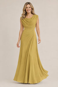 Cowl Neck Ruched Chiffon Mother of the Bride Dress