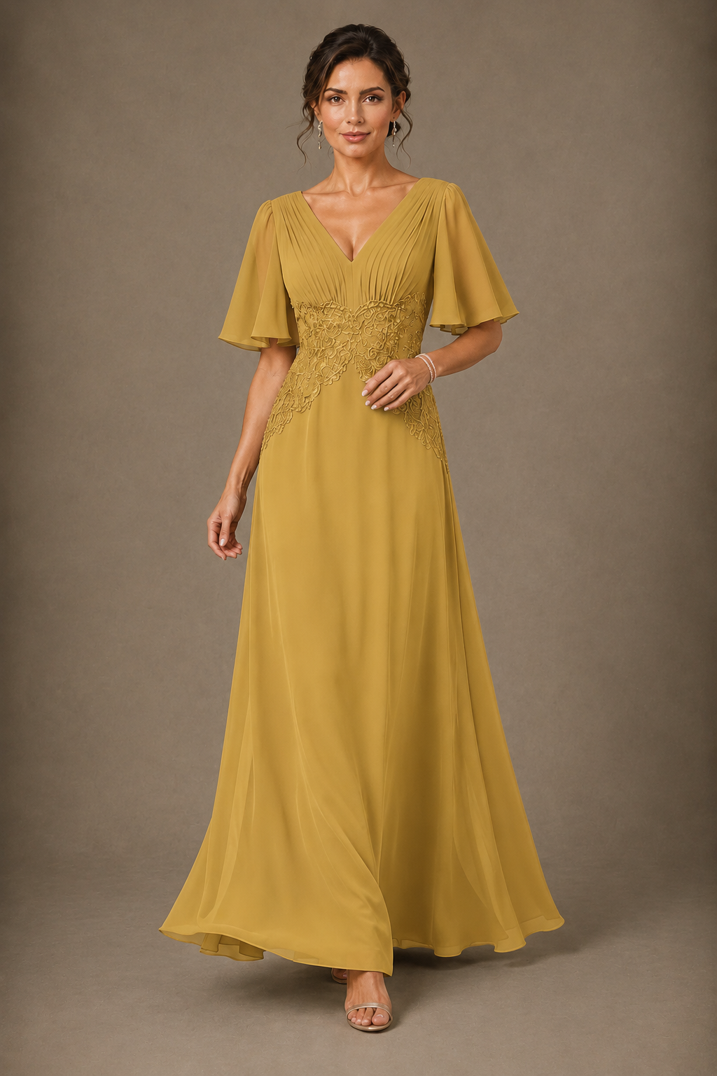 A-Line Chiffon Mother of the Bride Dress with Applique