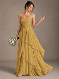 Strapless Ruffle A-Line Maxi Dress