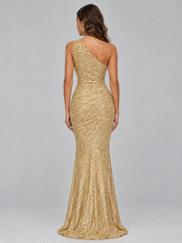 Sequin Mermaid One Shoulder Prom Dress Long formal Gown