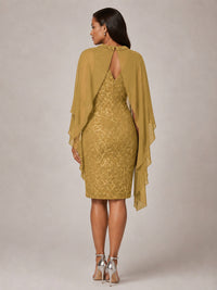 Floral Sheath Mother of the Bride Dress with Cape Overlay