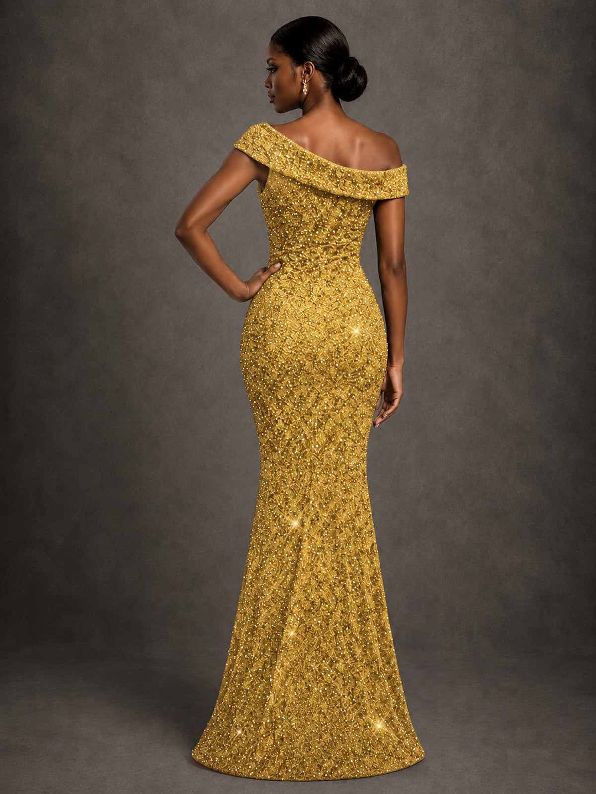 Sequin Off Shoulder Mermaid Prom Dress