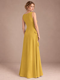 3D Floral Applique Sleeveless Formal Maxi Dress