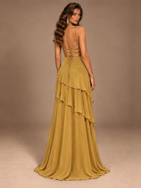 Sweetheart A-Line Ruffle Prom Dress with Spaghetti Straps