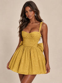 Sweetheart Glitter Tulle Puffy Mini Dress with Bow