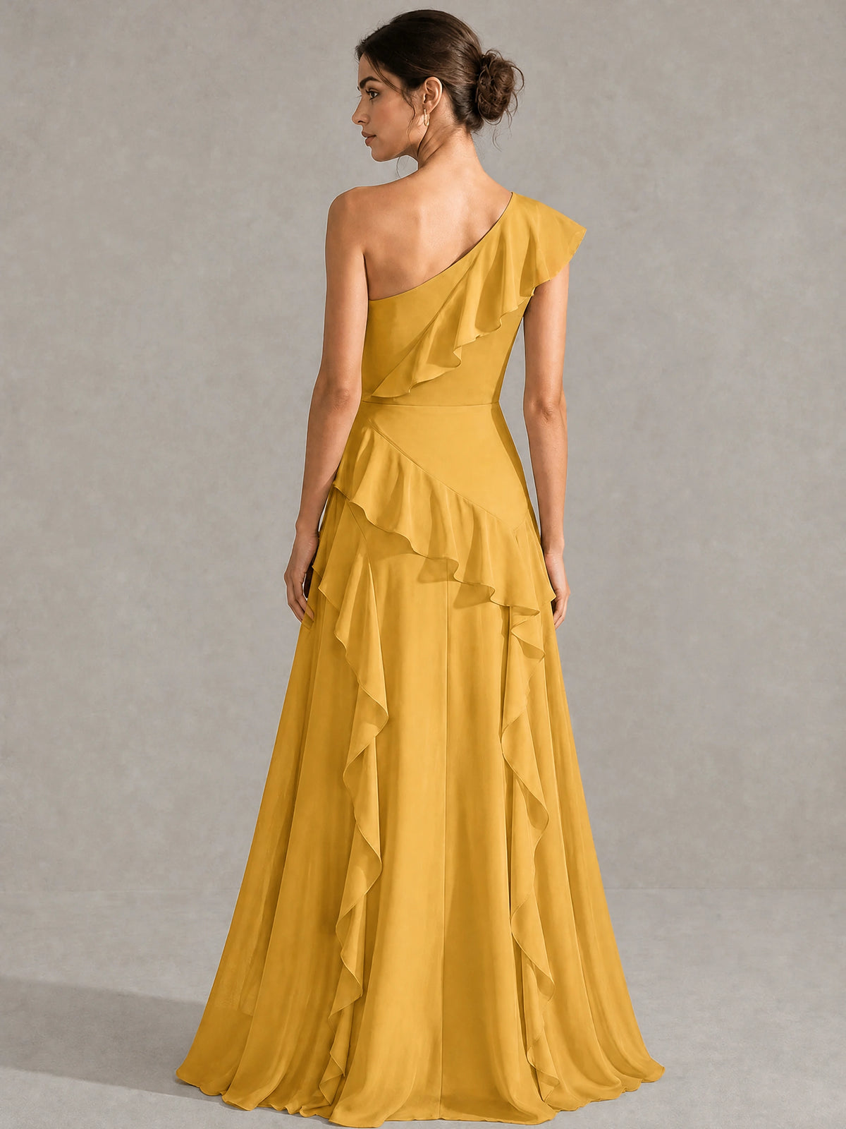 Sage Green One Shoulder Ruffle Bridesmaid Dress