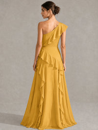 Sage Green One Shoulder Ruffle Bridesmaid Dress
