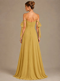 A-Line Ruffles Chiffon Bridesmaid Dress with Slit