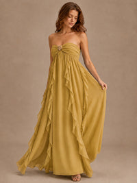 Srapless Sweetheart Chiffon Prom Dress Ruffle Formal Evening Gown
