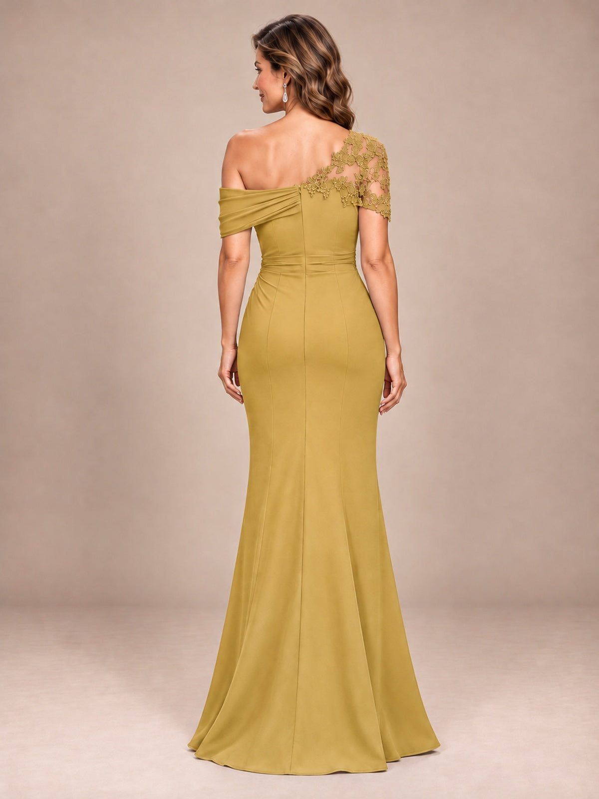 One Shoulder Chiffon Mother of The Bride Dress