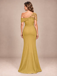 One Shoulder Chiffon Mother of The Bride Dress