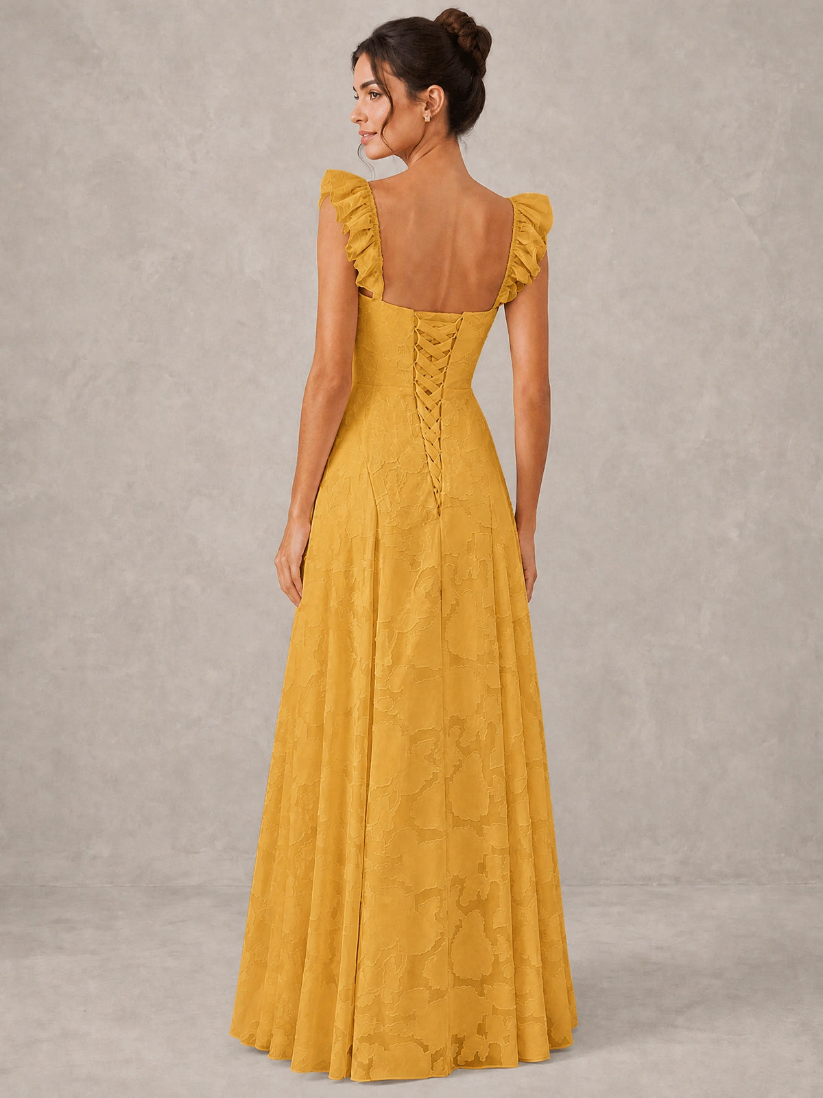 Jacquard Square Neck A-Line Maxi Dress